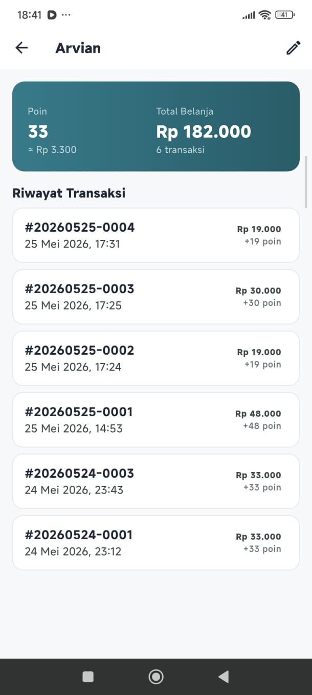 Detail member dan poin pelanggan di Pundi POS