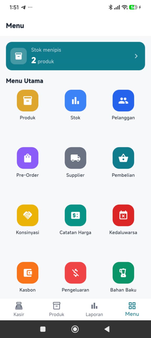 Menu fitur Pundi POS